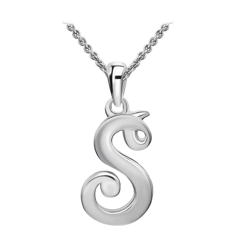 SEA OF ICE Sterling Silver Necklace, Personalized Initial Pendant, 18 inches Chain, Women's Accessory, Elegant Jewelry for Unisex - Image 1